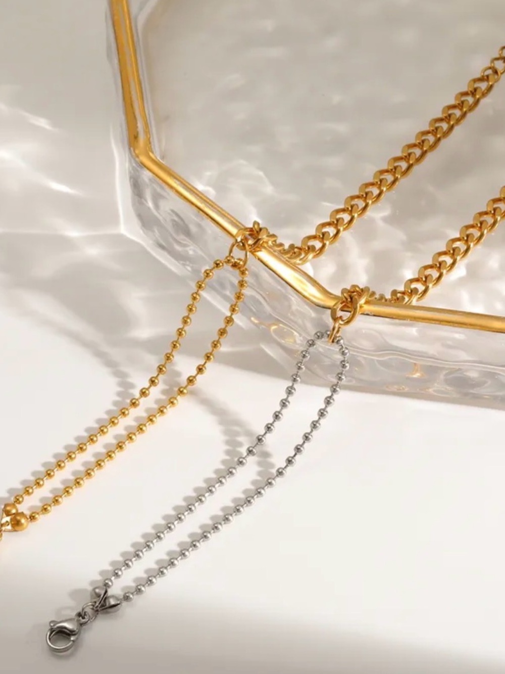 Gold or Two-Tone Chain Link Bracelet | PVD Gold Coated Stainless Steel - Picture 2 of 5